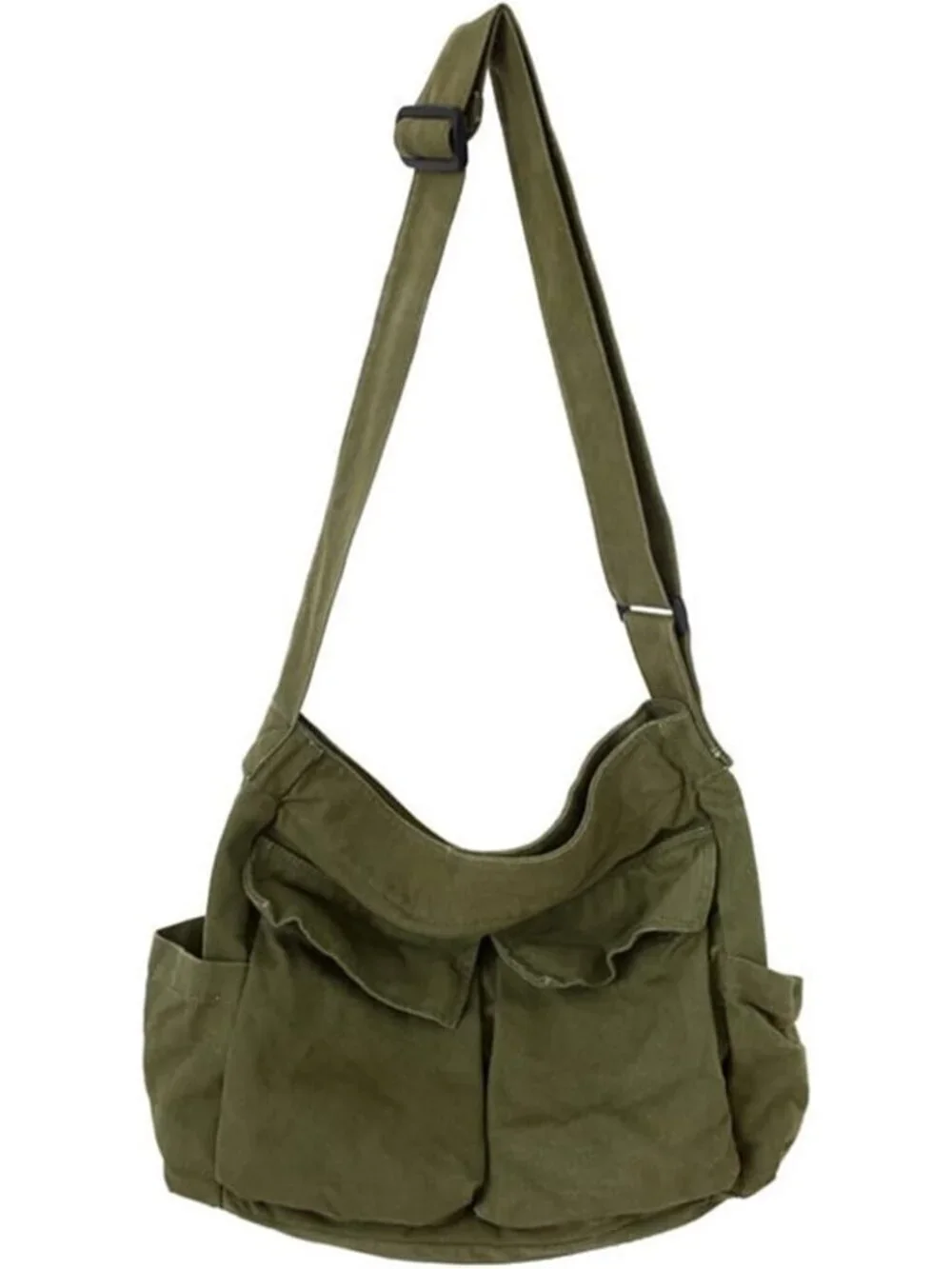 Women's Green Travel Canvas Zipper Crossbody Shoulder Laptop Bag